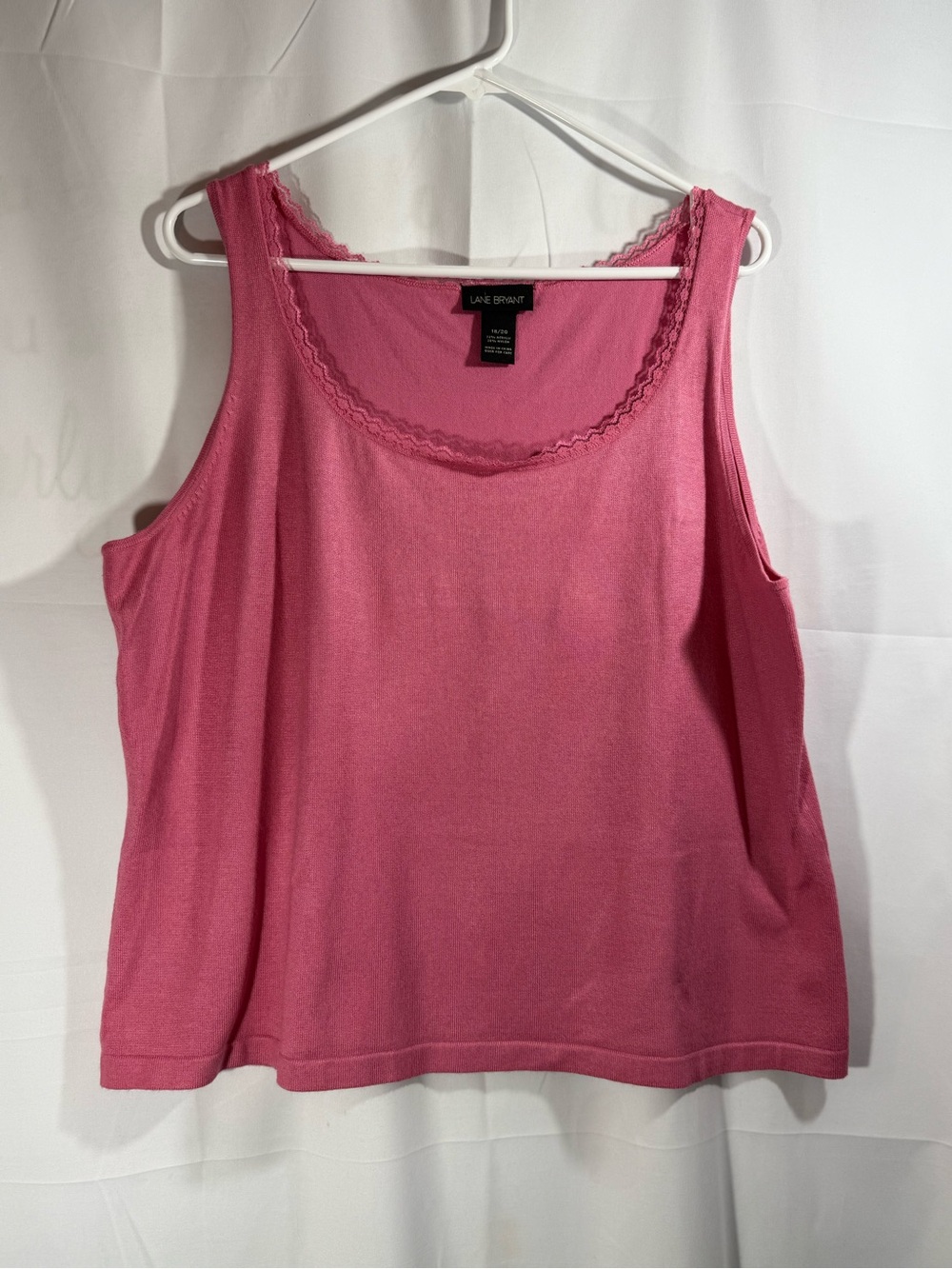 Lane Bryant Pink Lace-Trim Tank Top Size 18/20